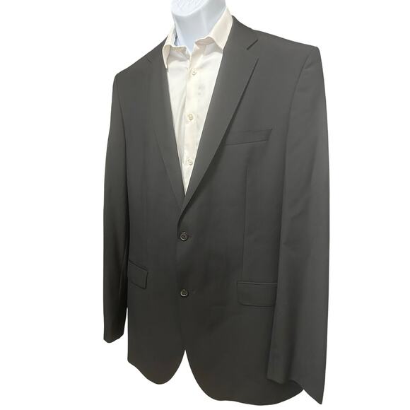 Hugo Boss Wool Blazer Slim Fit Black Suit Jacket Solid Stretch 46L - Picture 1 of 10